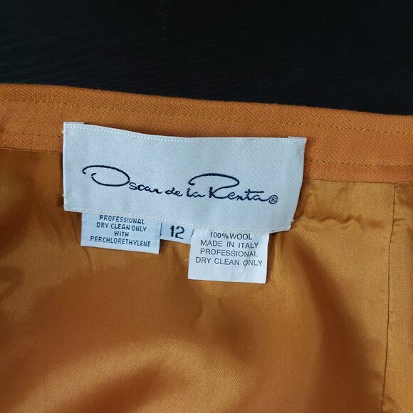 Oscar de la Renta Knee Length Wool Skirt Size 12 Burnt Orange / Rust - Picture 3 of 4